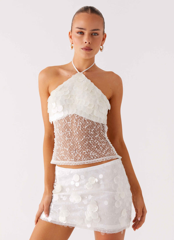 peppermayo Peppermayo Exclusive - Shelly Halter Top - White