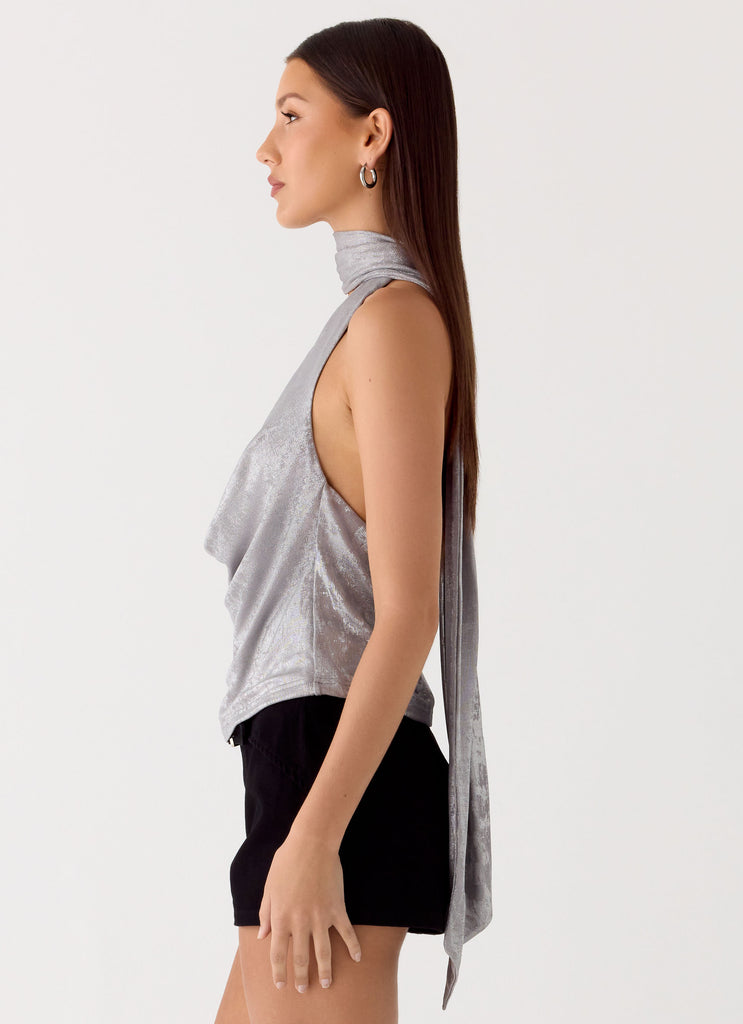 Peppermayo Peppermayo Exclusive - Shining Lights Cowl Top - Silver