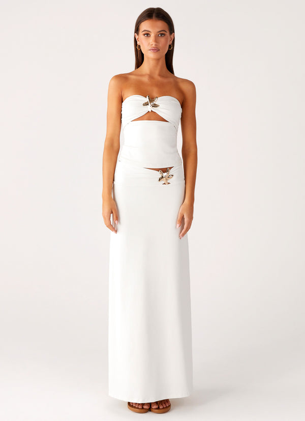 peppermayo Peppermayo Exclusive - Shoreline Glow Maxi Skirt - Off White