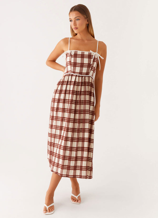 peppermayo Peppermayo Exclusive - Shyanne Midi Dress - Chocolate Check