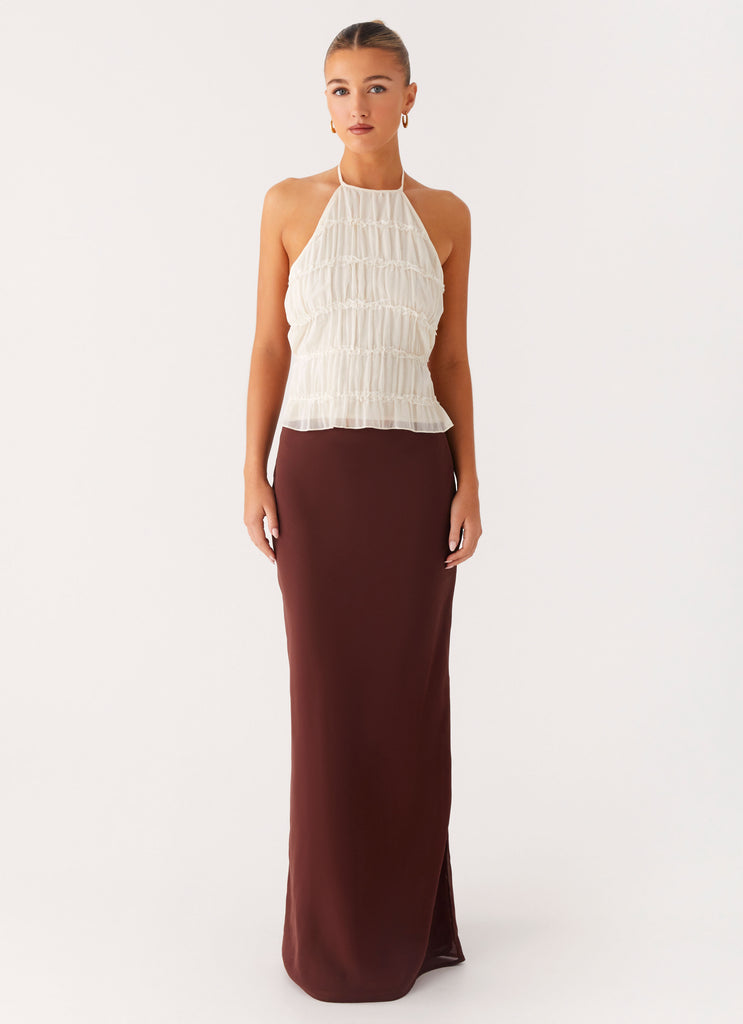 Peppermayo Peppermayo Exclusive - Sienna Sunset Maxi Skirt - Chocolate