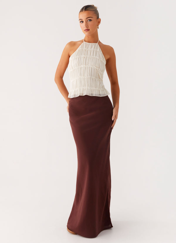 peppermayo Peppermayo Exclusive - Sienna Sunset Maxi Skirt - Chocolate