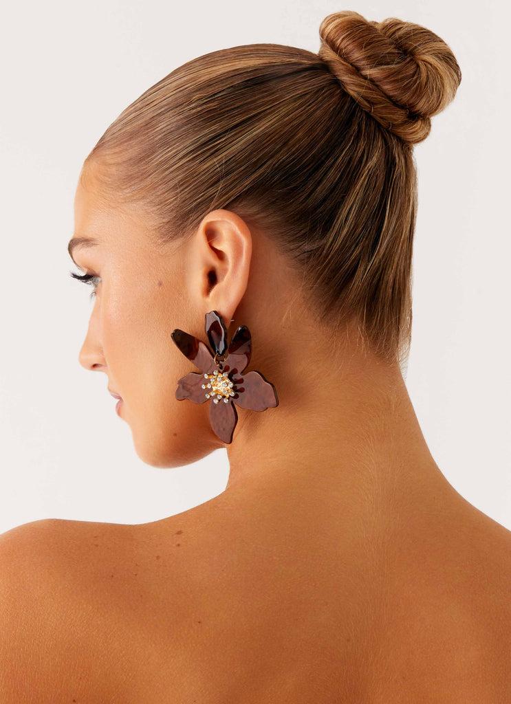 Peppermayo Peppermayo Exclusive - Siesta Flower Earrings - Brown