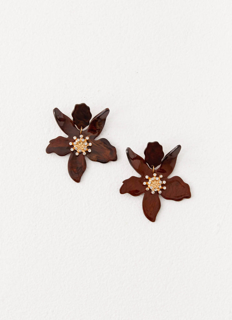 Peppermayo Peppermayo Exclusive - Siesta Flower Earrings - Brown