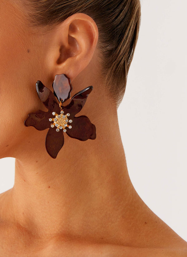 peppermayo Peppermayo Exclusive - Siesta Flower Earrings - Brown