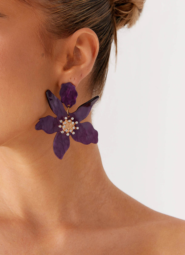 peppermayo Peppermayo Exclusive - Siesta Flower Earrings - Purple