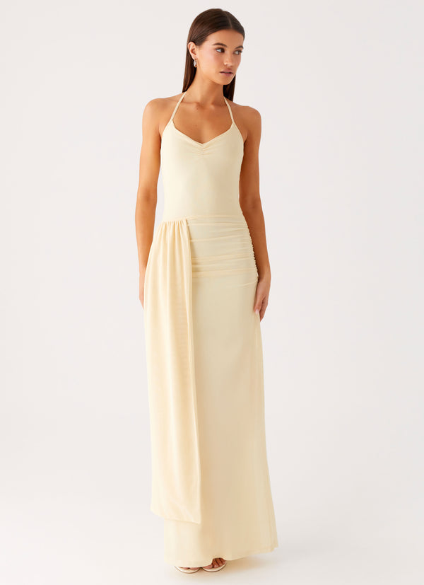peppermayo Peppermayo Exclusive - Signal Halter Maxi Dress - Sunny Yellow
