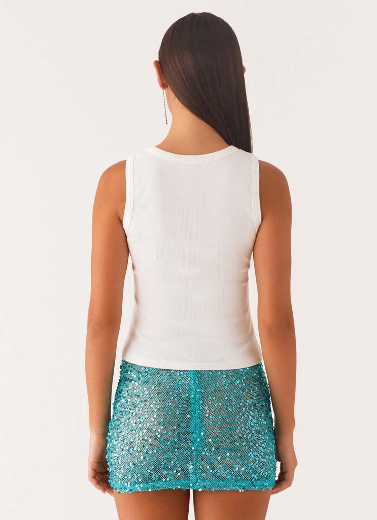 Peppermayo Peppermayo Exclusive - Signature Beaded Logo Tank - White