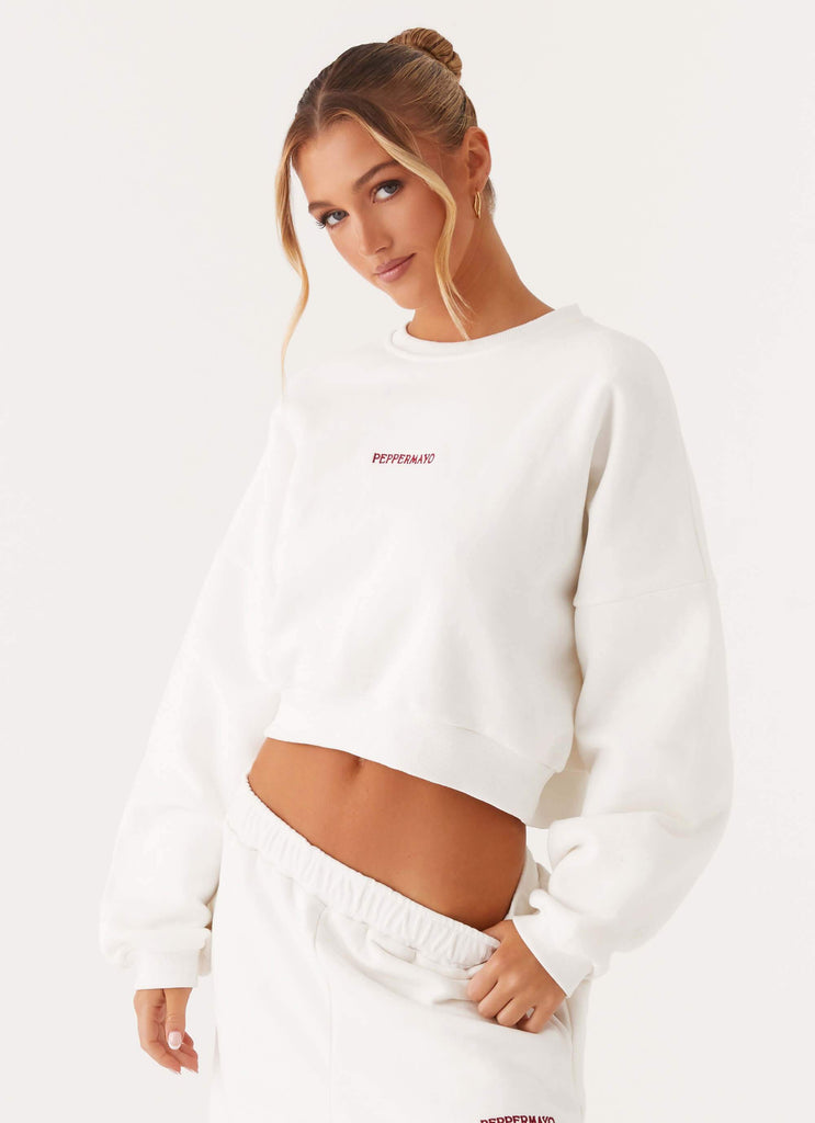 Peppermayo Peppermayo Exclusive - Signature Cropped Sweatshirt - Ivory