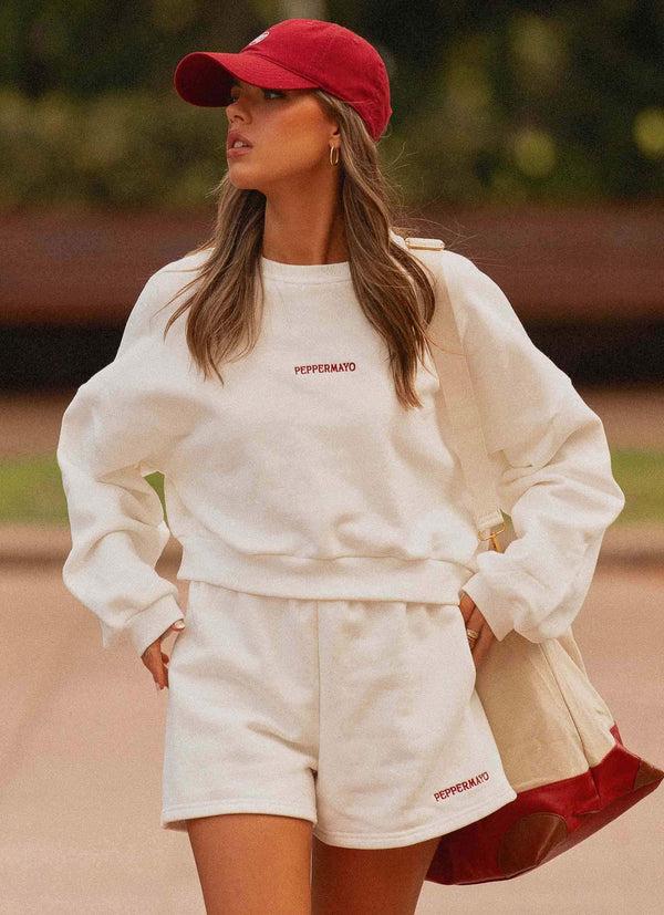 peppermayo Peppermayo Exclusive - Signature Cropped Sweatshirt - Ivory