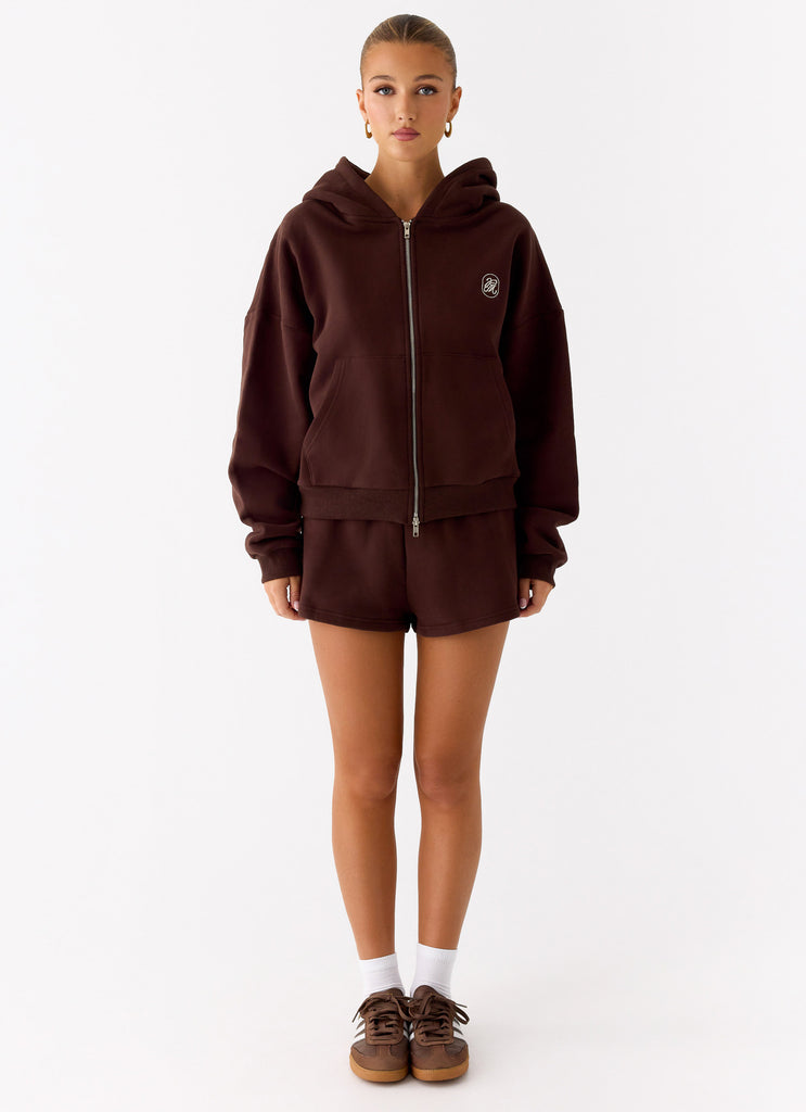 Peppermayo Peppermayo Exclusive - Signature Double Zip Up Hoodie - Chocolate