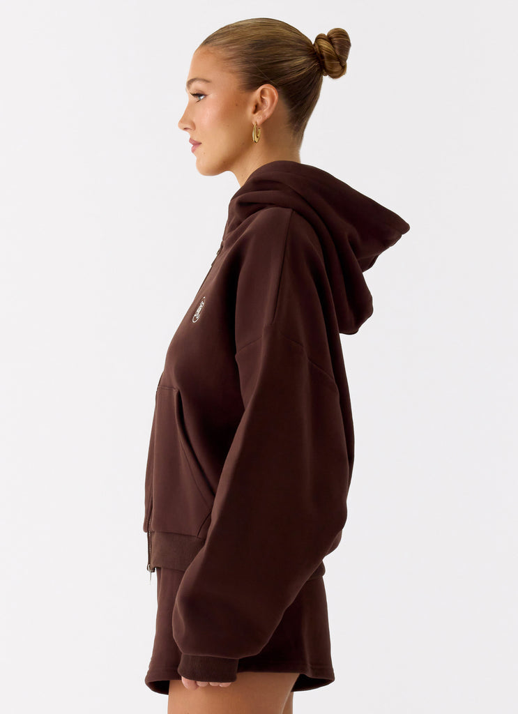 Peppermayo Peppermayo Exclusive - Signature Double Zip Up Hoodie - Chocolate