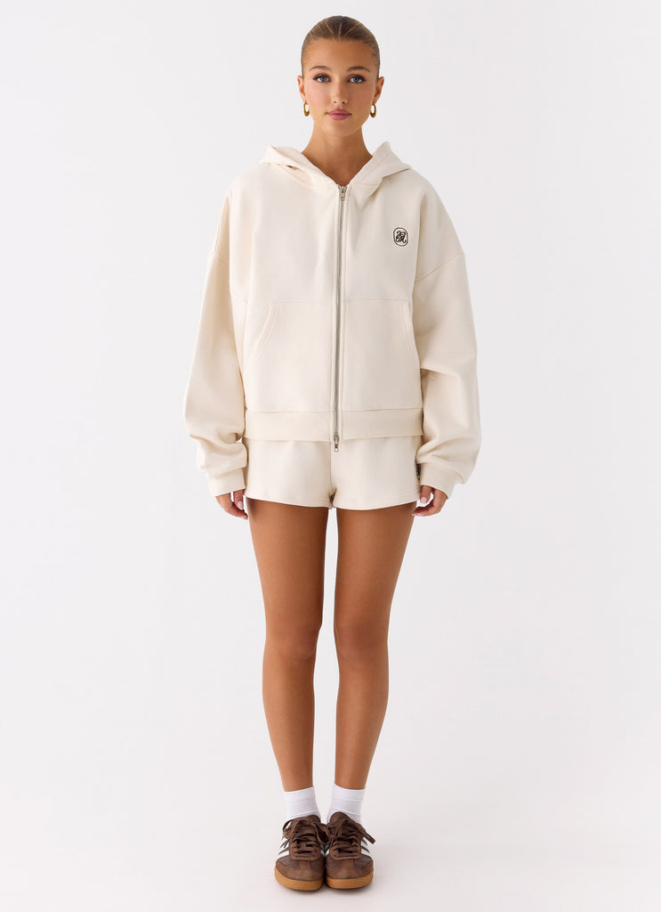 Peppermayo Peppermayo Exclusive - Signature Double Zip Up Hoodie - Cream