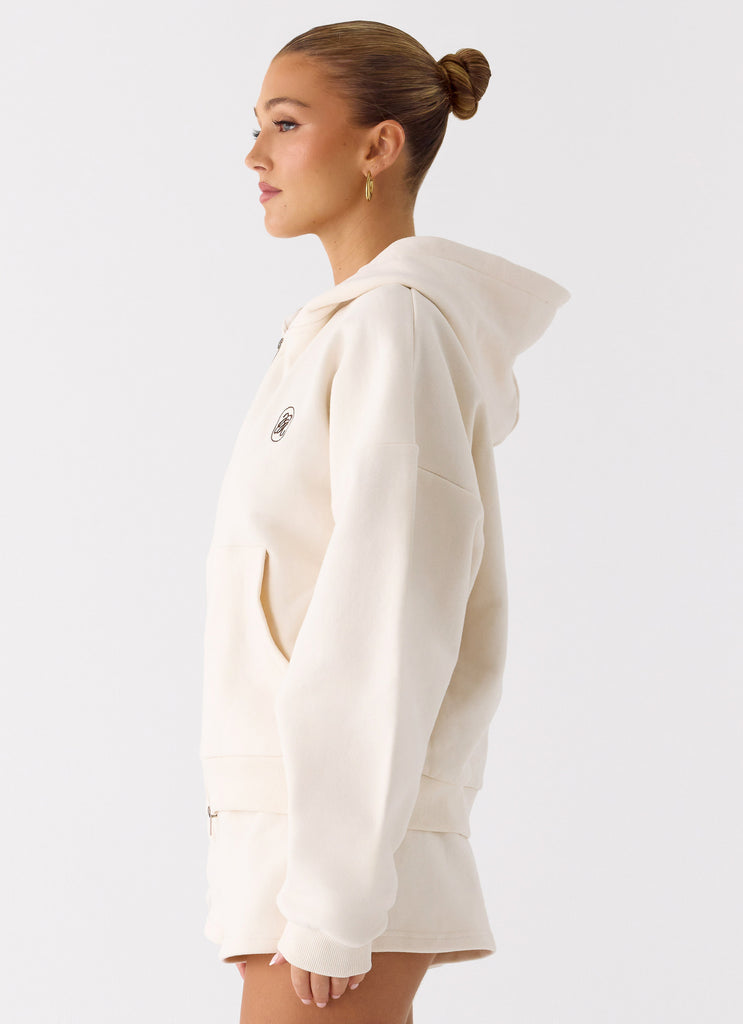 Peppermayo Peppermayo Exclusive - Signature Double Zip Up Hoodie - Cream