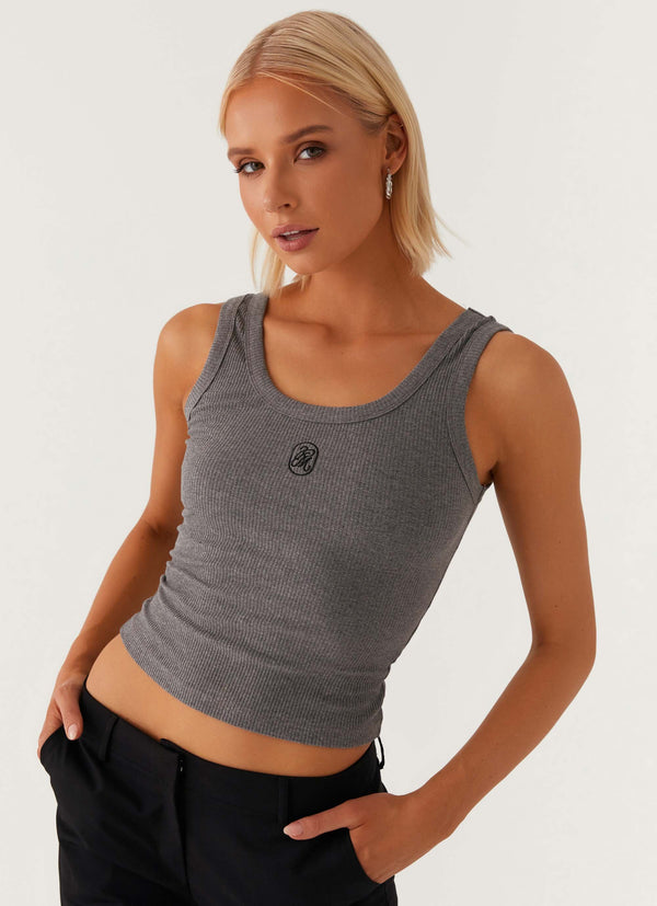 peppermayo Peppermayo Exclusive - Signature Tank Top - Dark Grey Marle