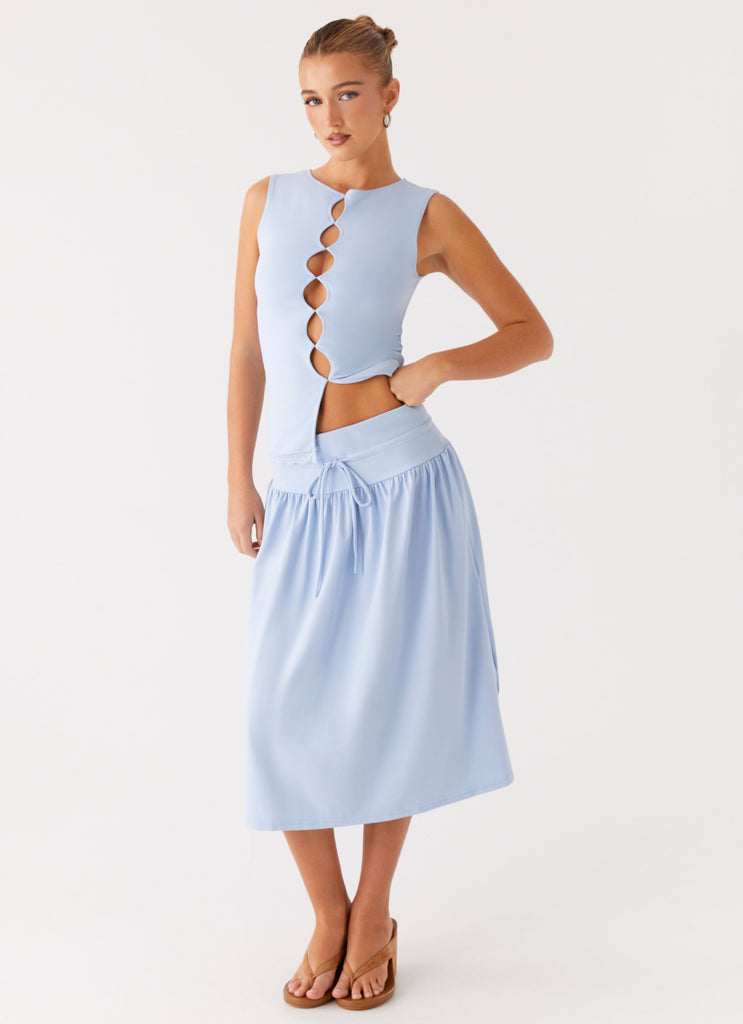 Peppermayo Peppermayo Exclusive - Silver Tides Midi Skirt - Blue