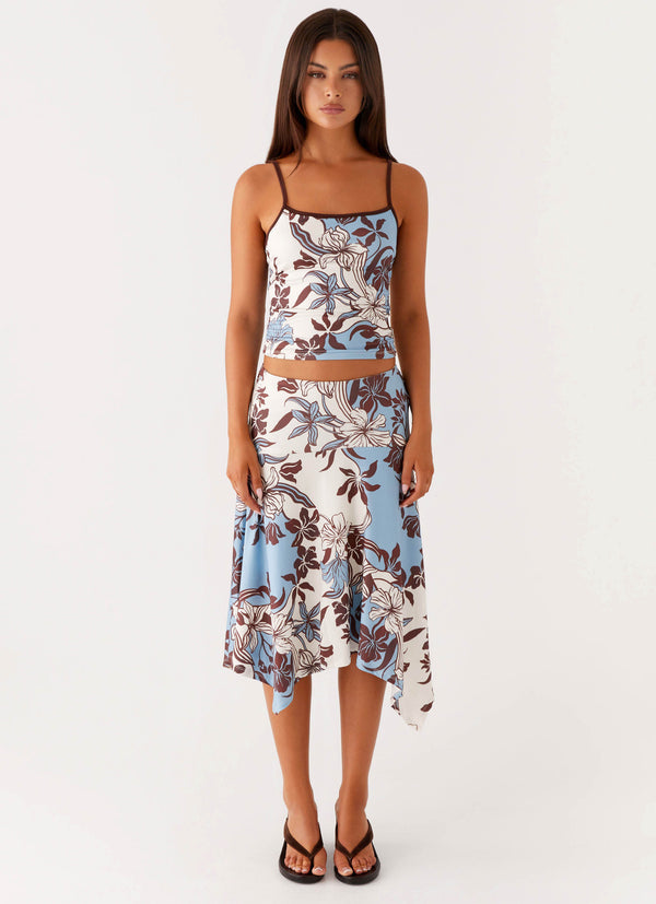 peppermayo Peppermayo Exclusive - Skye Midi Skirt - Bluewood Blossom