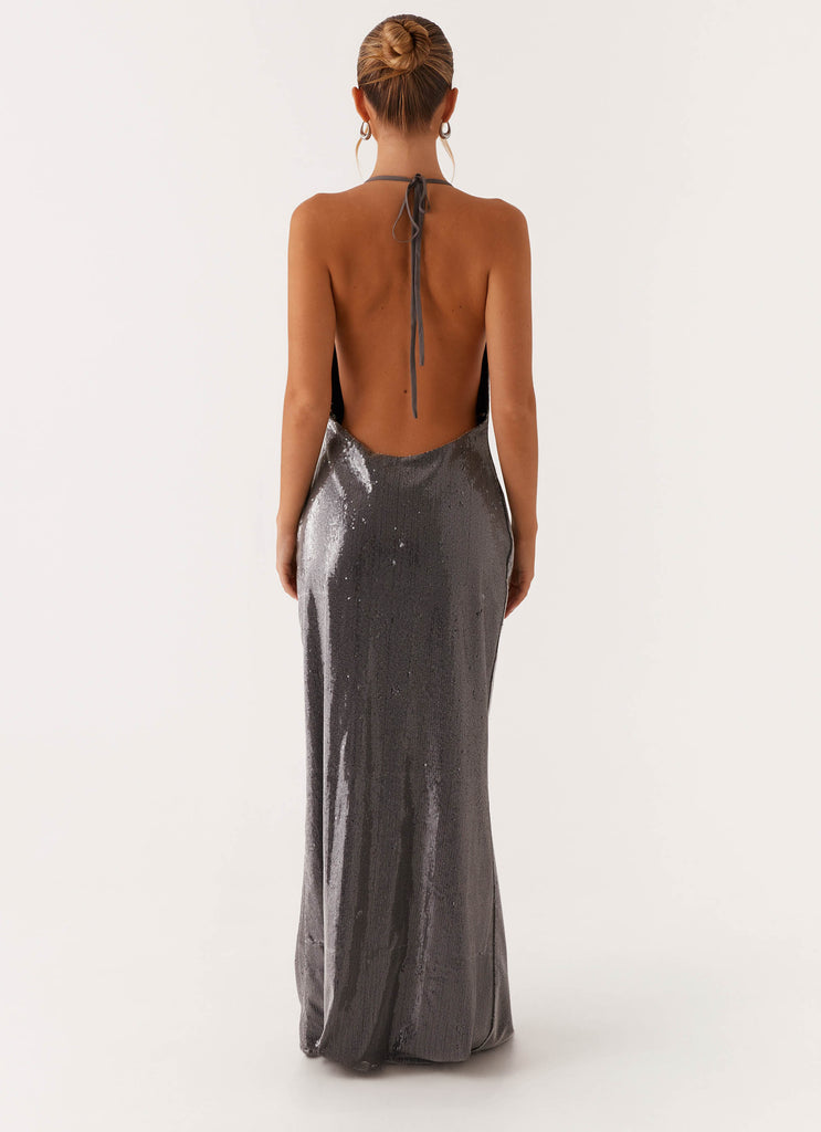 Peppermayo Peppermayo Exclusive - Sleek Love Sequin Maxi Dress - Silver Sequin