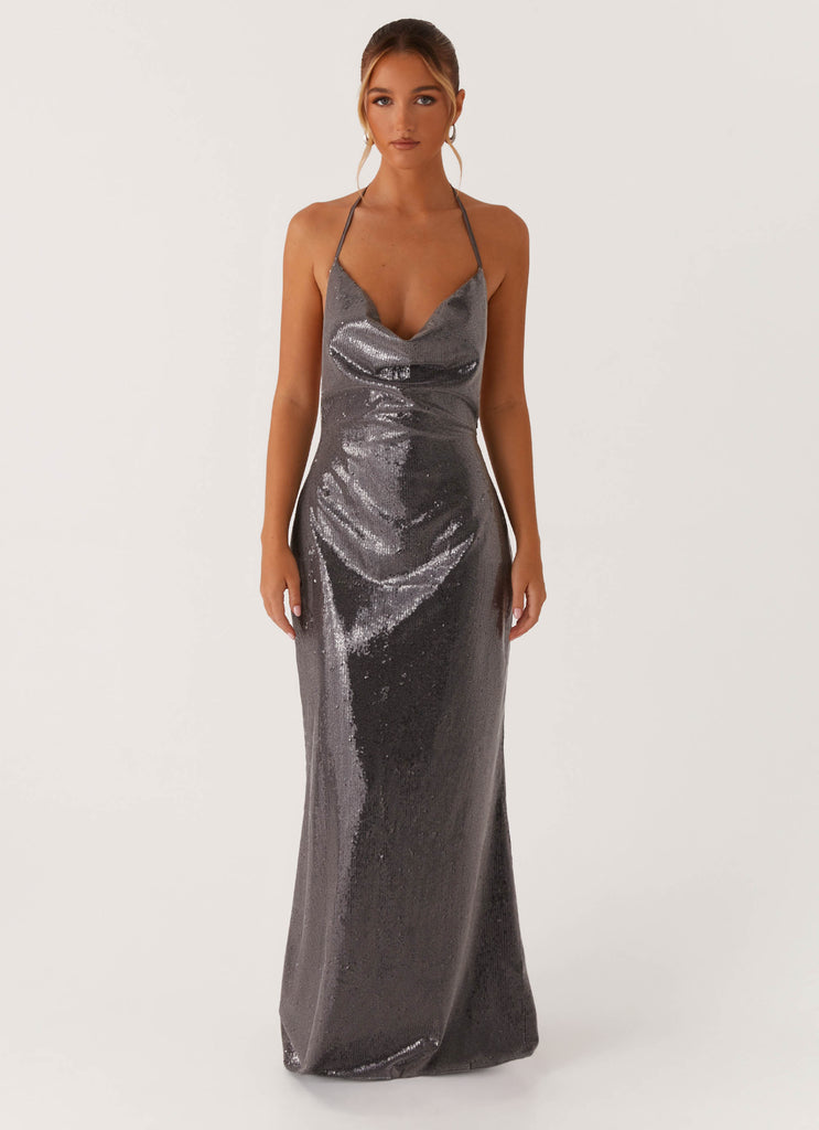 Peppermayo Peppermayo Exclusive - Sleek Love Sequin Maxi Dress - Silver Sequin