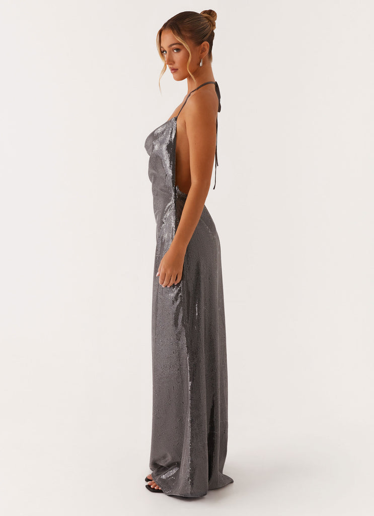 Peppermayo Peppermayo Exclusive - Sleek Love Sequin Maxi Dress - Silver Sequin