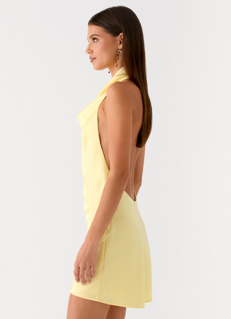 Peppermayo Peppermayo Exclusive - Soft Focus Cowl Neck Mini Dress - Yellow