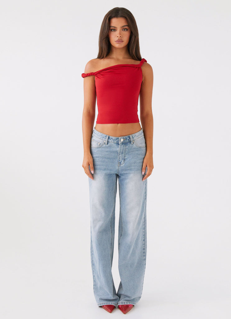 Peppermayo Peppermayo Exclusive - Solace Soul Twist Shoulder Top - Red