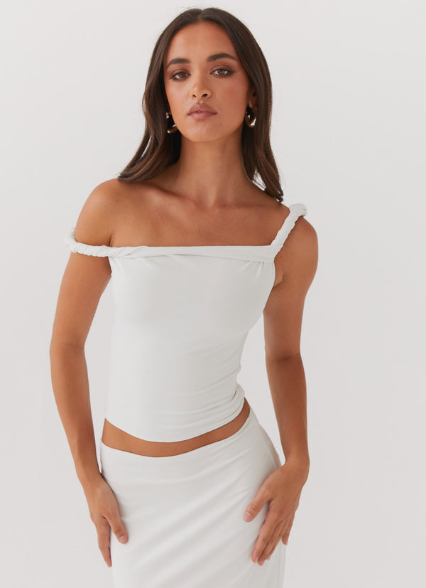 peppermayo Peppermayo Exclusive - Solace Soul Twist Shoulder Top - Ivory