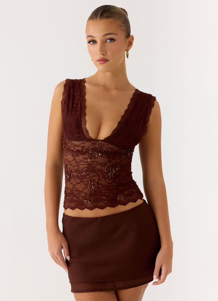 Peppermayo Peppermayo Exclusive - Sommers Lace Top - Chocolate