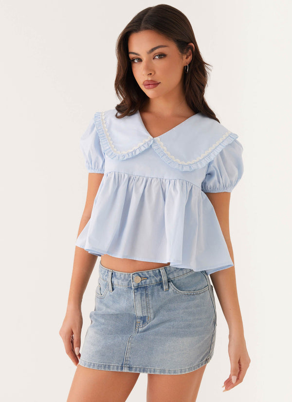 peppermayo Peppermayo Exclusive - Sophie Babydoll Top - Blue