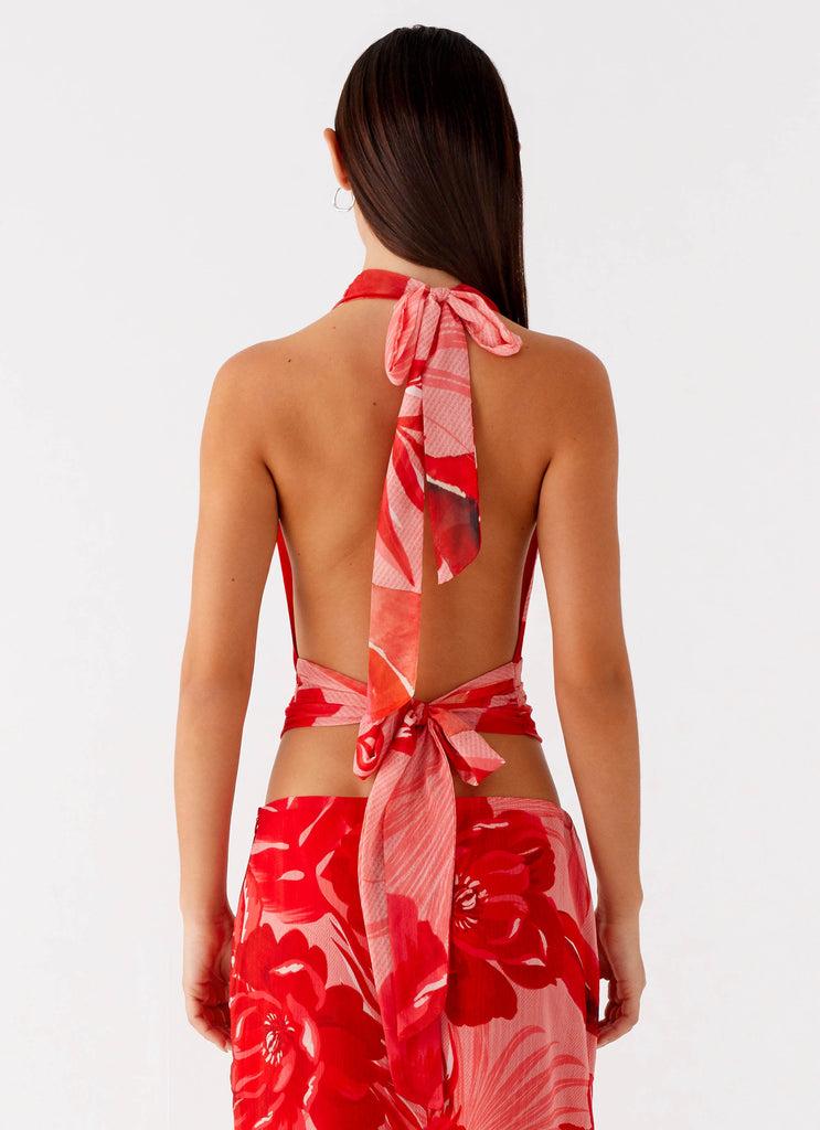 Peppermayo Peppermayo Exclusive - Soren Halter Top - Sicily Sunsets Print