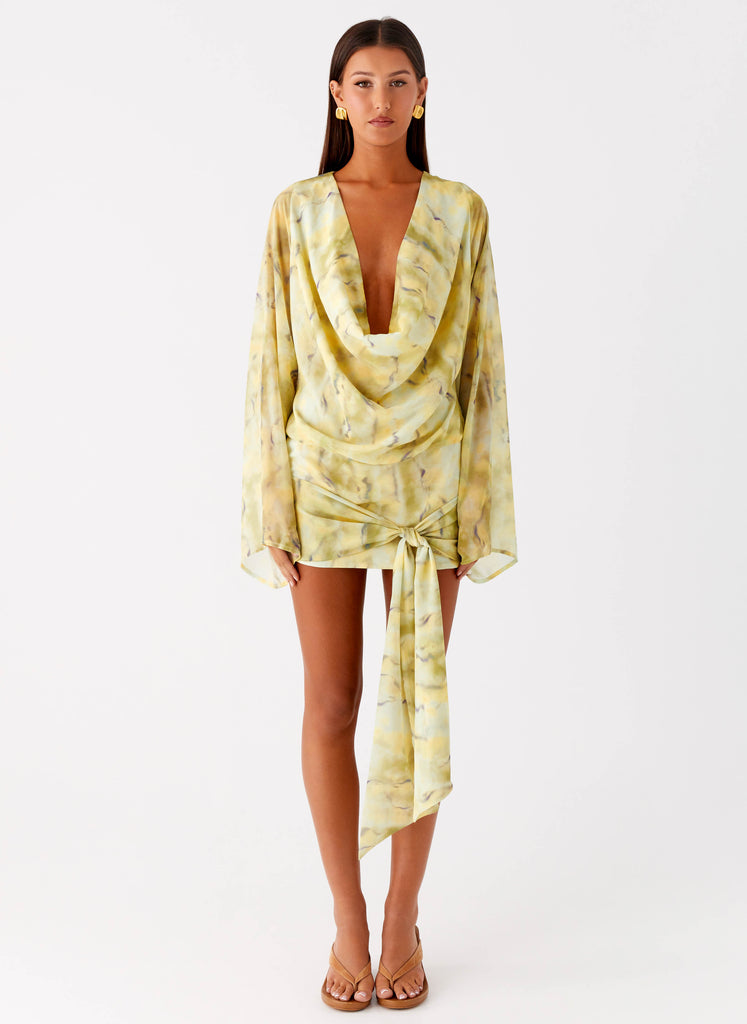 Peppermayo Peppermayo Exclusive - Sorrel Long Sleeve Mini Dress - Yellow Tie Dye