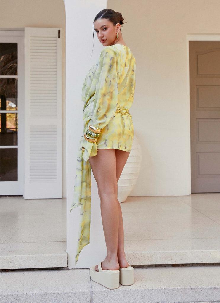 Peppermayo Peppermayo Exclusive - Sorrel Long Sleeve Mini Dress - Yellow Tie Dye