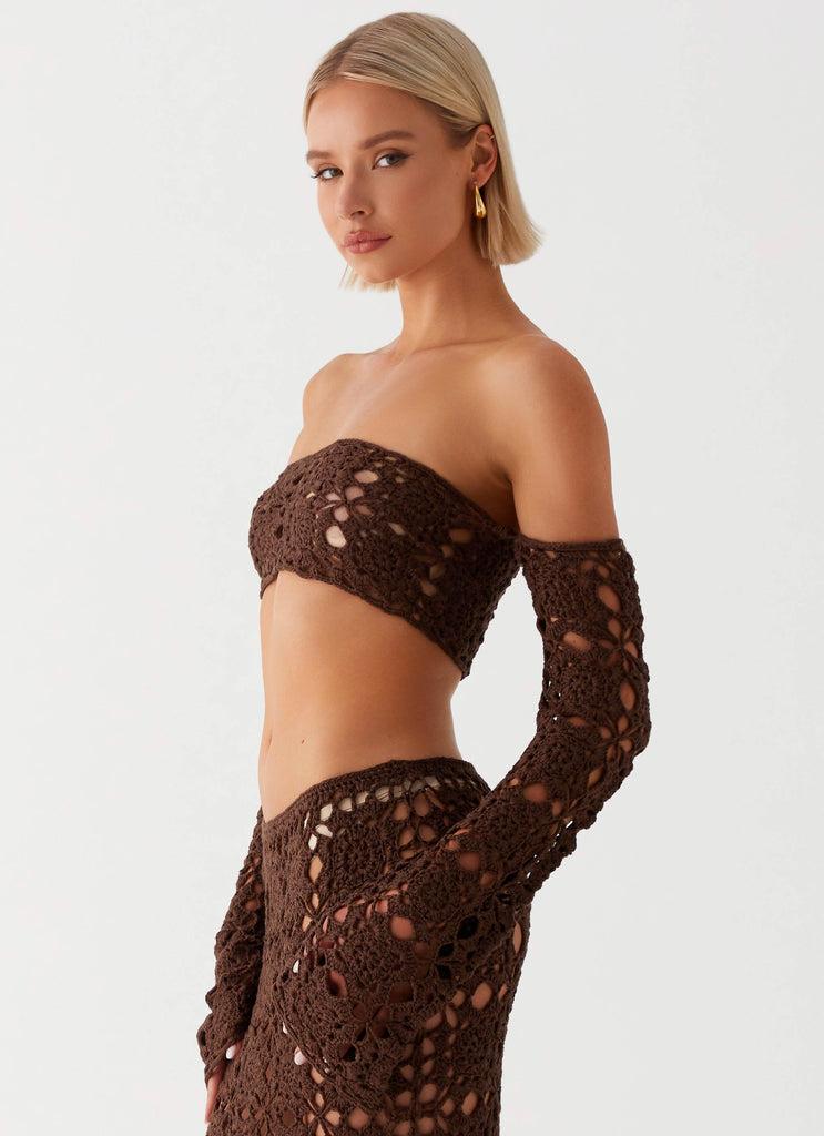 Peppermayo Peppermayo Exclusive - Sorrentino Crochet Long Sleeve Top - Chocolate