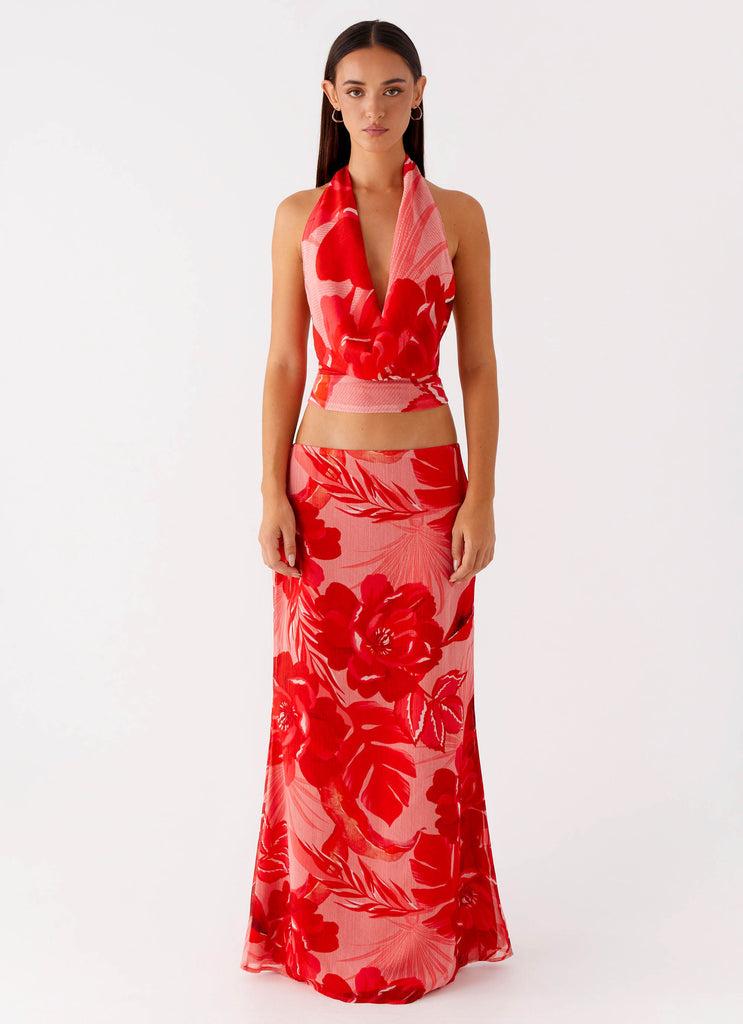 Peppermayo Peppermayo Exclusive - Soulful Low Rise Maxi Skirt - Sicily Sunsets Print