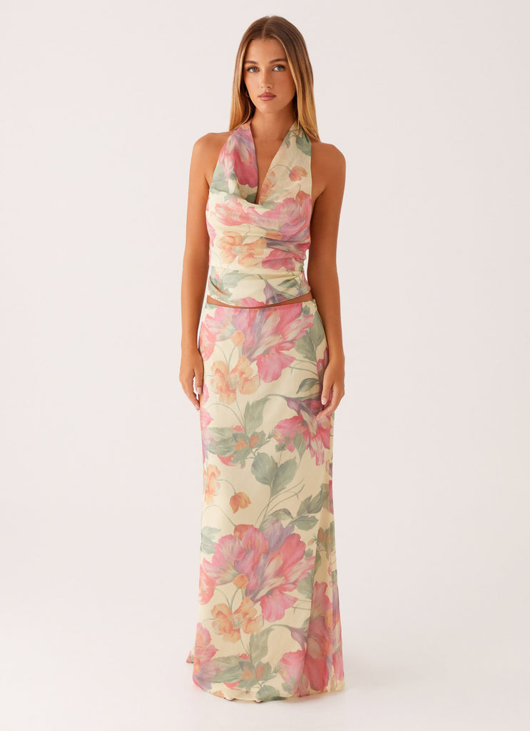 Peppermayo Peppermayo Exclusive - Soulful Low Rise Maxi Skirt - Yellow Peony