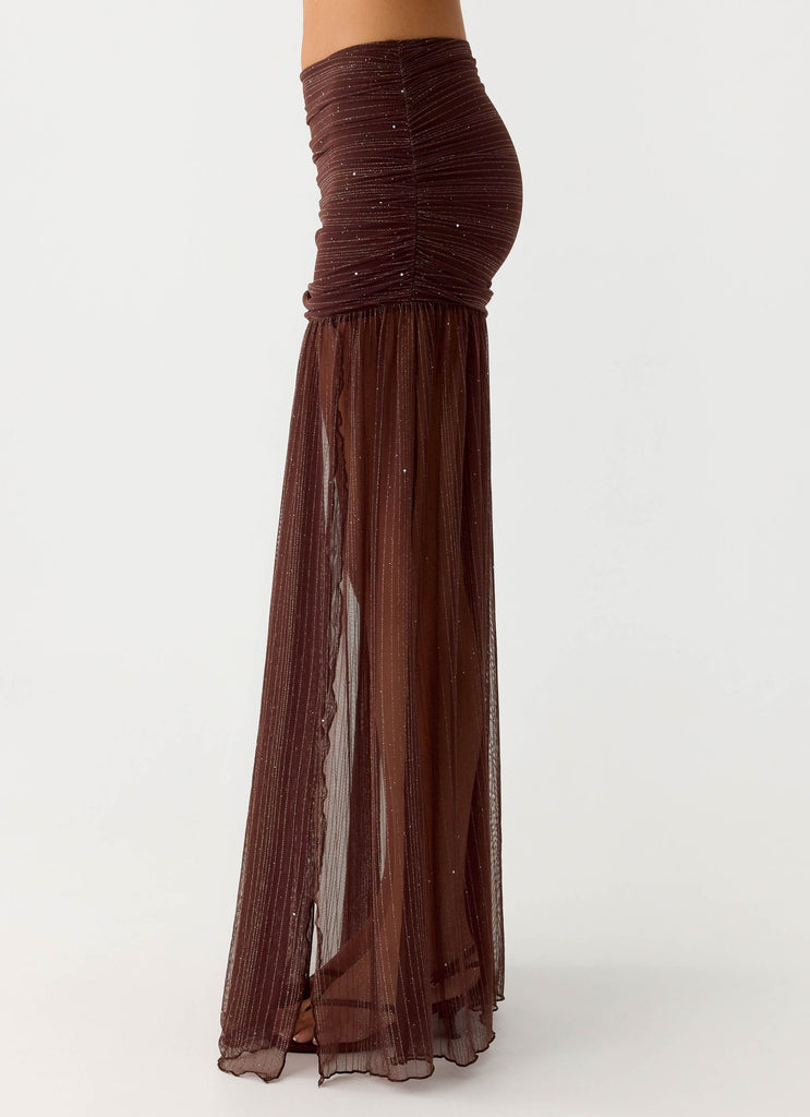 Peppermayo Peppermayo Exclusive - Sparkling Night Maxi Skirt - Chocolate