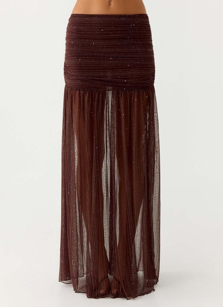 Peppermayo Peppermayo Exclusive - Sparkling Night Maxi Skirt - Chocolate