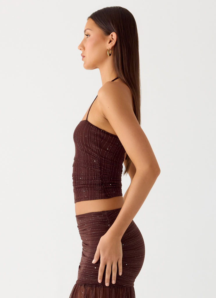 Peppermayo Peppermayo Exclusive - Sparkling Night Top - Chocolate