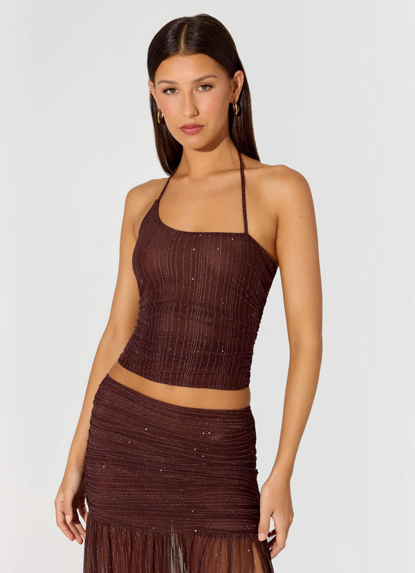 peppermayo Peppermayo Exclusive - Sparkling Night Top - Chocolate