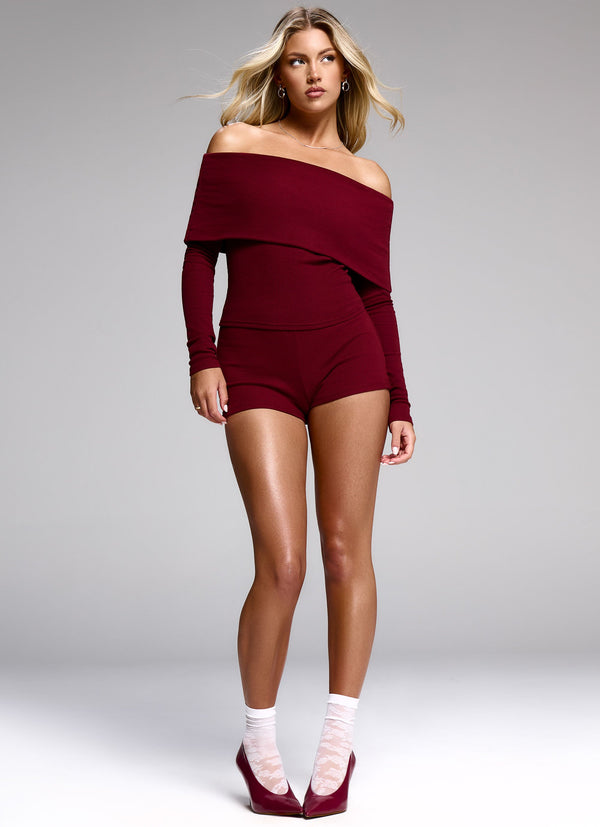 peppermayo Peppermayo Exclusive - Spectate Mini Shorts - Maroon