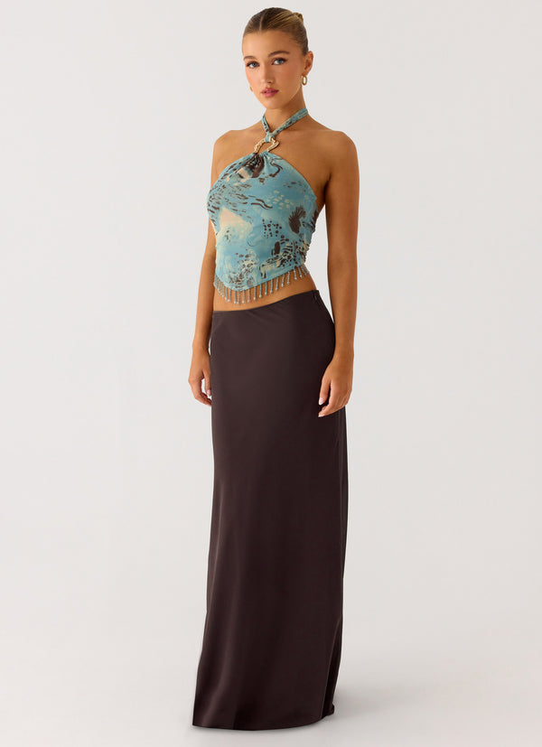 peppermayo Peppermayo Exclusive - Star Girl Chiffon Maxi Skirt - Cool Chocolate
