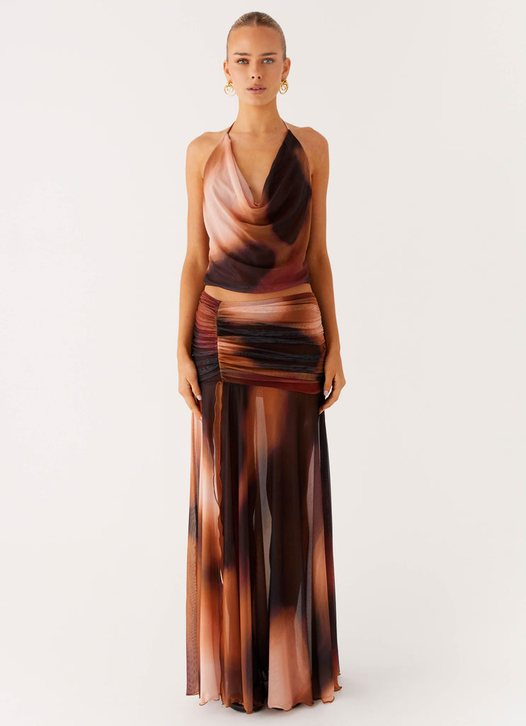 Peppermayo Peppermayo Exclusive - Stargazer Mesh Cowl Top - Black Gradient