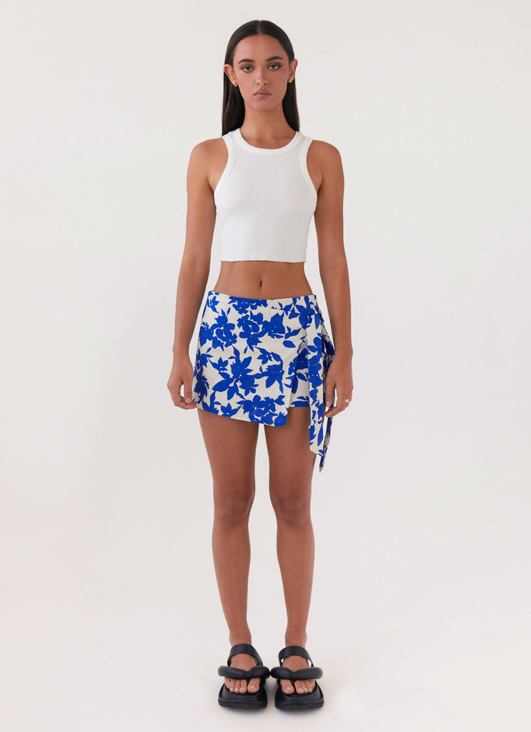 Peppermayo Peppermayo Exclusive - Steal Away Linen Wrap Skirt - Blue Floral