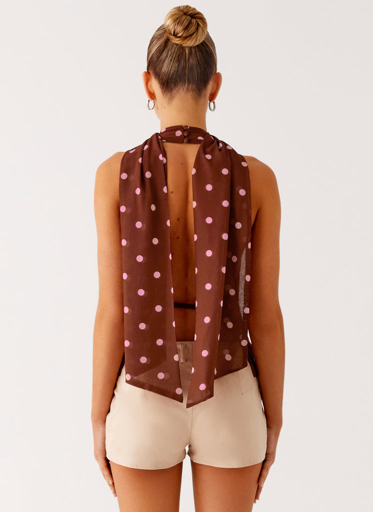 Peppermayo Peppermayo Exclusive - Stealing Love Scarf Top - Chocolate Strawberry Dot