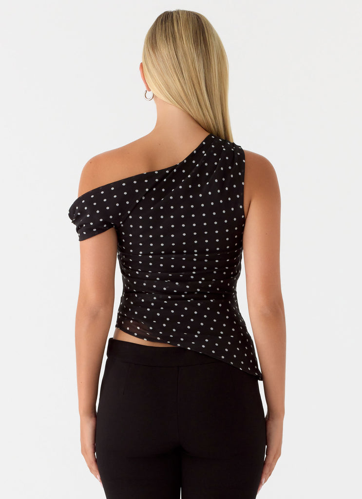 Peppermayo Peppermayo Exclusive - Stereotype One Shoulder Top - Black Polkadot