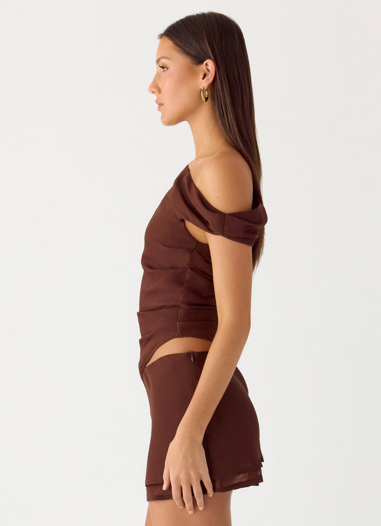 Peppermayo Peppermayo Exclusive - Stereotype One Shoulder Top - Chocolate