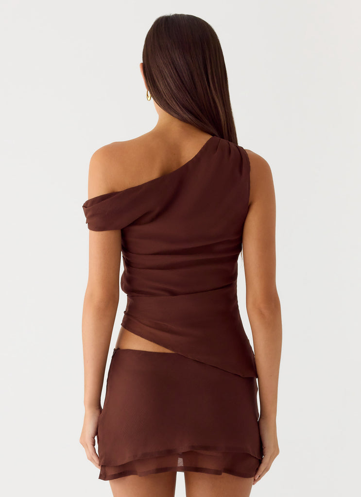 Peppermayo Peppermayo Exclusive - Stereotype One Shoulder Top - Chocolate