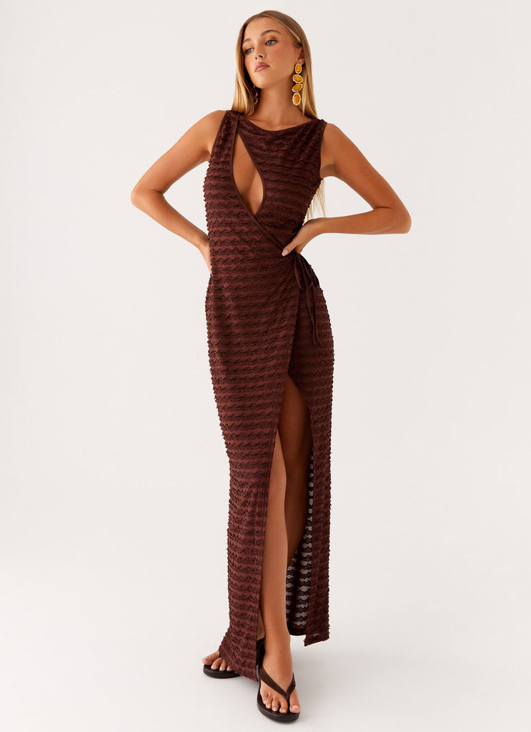 Peppermayo Peppermayo Exclusive - Sterling Wrap Maxi Dress - Chocolate