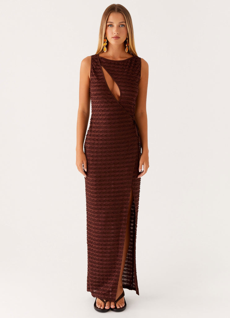 Peppermayo Peppermayo Exclusive - Sterling Wrap Maxi Dress - Chocolate