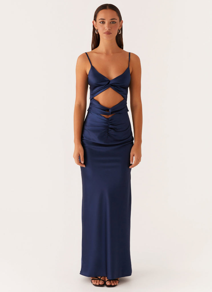 Peppermayo Peppermayo Exclusive - Stormie Satin Maxi Dress - Navy